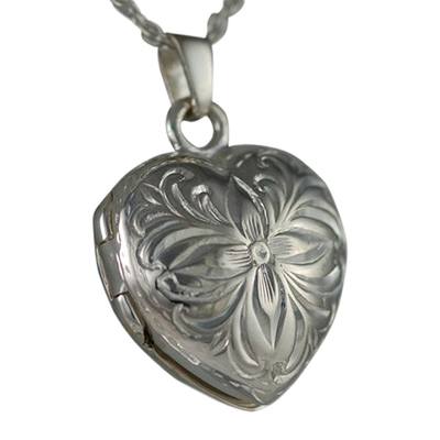 Flower Heart Locket Keepsake Pendant